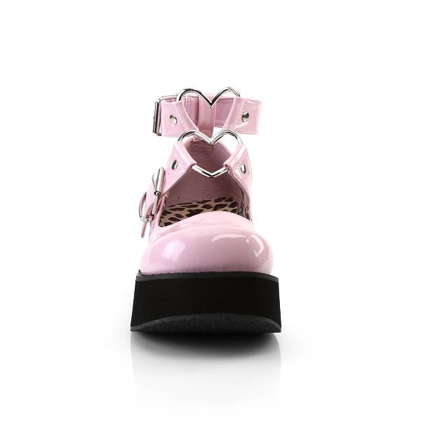 Demonia Sprite-02 Baby Pink Patent Schuhe Herren D705-826 Gothic Mary Jane Schuhe Plateau Pink Deutschland SALE